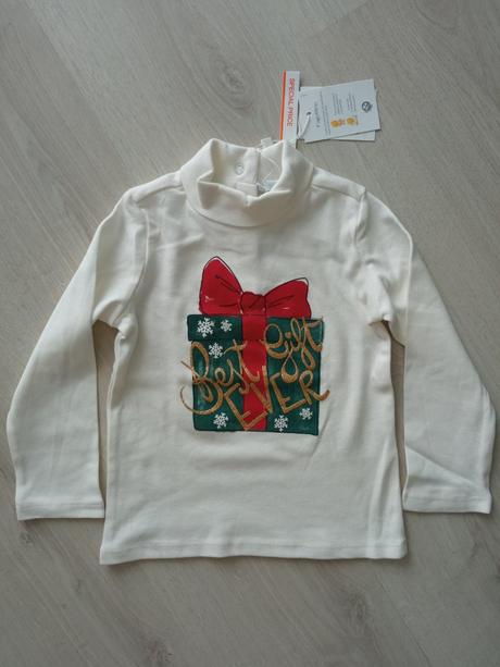 Biele tričko s rolákom a potlačou (18-24 mes.), fagottino,86