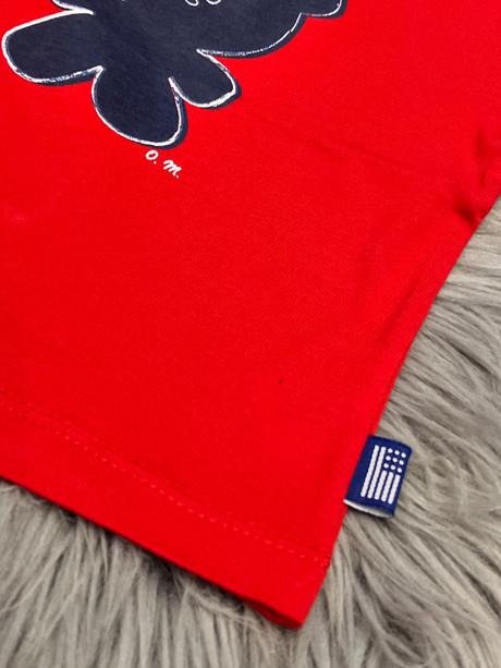 Chlapčenské tričko s mackom červené (6-9 mes.), original marines,68 / 74