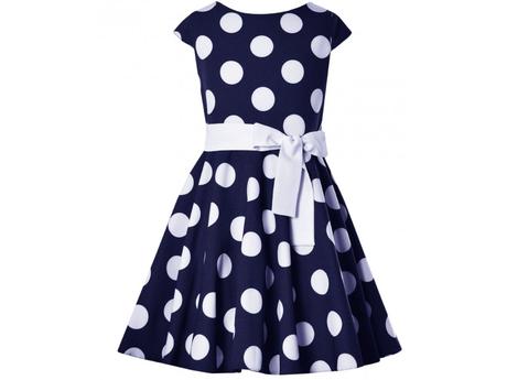 Dievčenské bodkované šaty marabella modro biele, 104 - 158