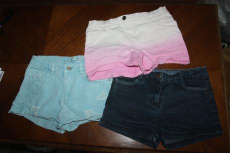 3x riflové šortky, zara,140