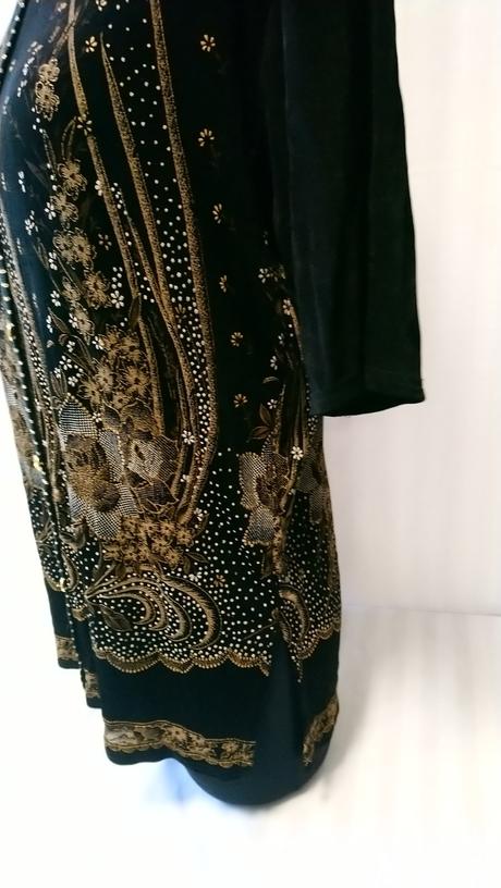 Dámsky čierny top s farebným vzorom, contents, xl