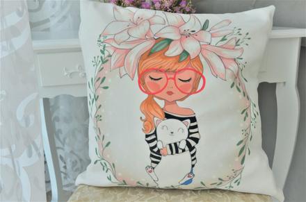 Mačičková obliečka na vankúš-42x42cm, 