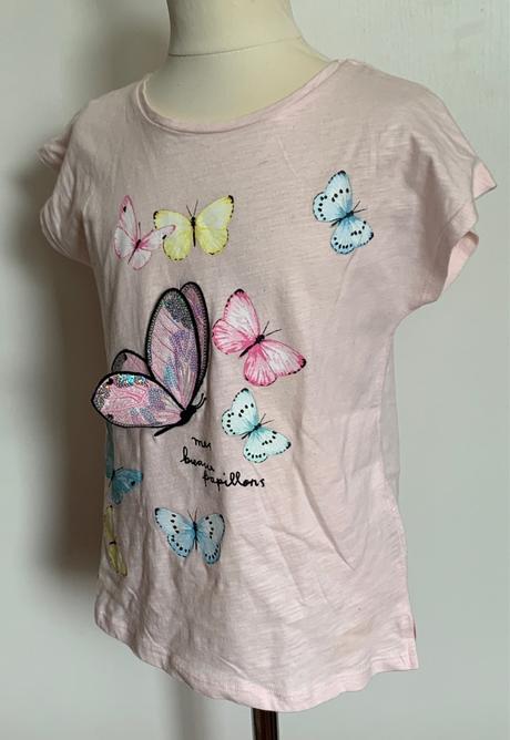 H&m ružové tričko s 3d motýlikom, h&m,122