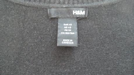 Čierny svetrík s v-výstrihom, h&m,xs