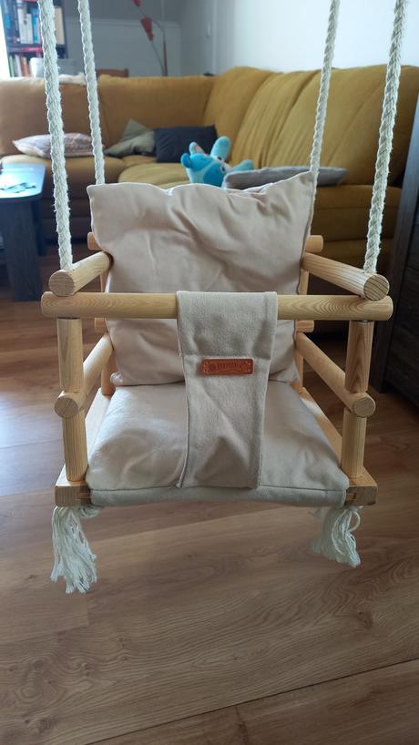 Detská drevená hojdačka s vankúšikmi, 