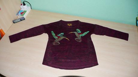 Pulóvrik s dvoma flitrovými kolibríkmi, f&f,134