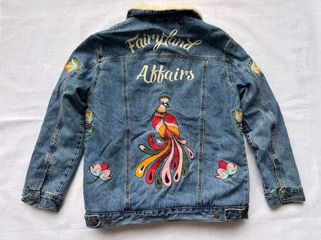 Pull&bear - vyšívaná džínsová bunda, pull&bear,s