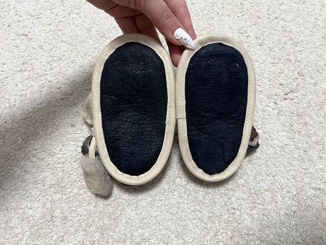 Teplé kožené čižmičky do kočíka 13 cm, <17