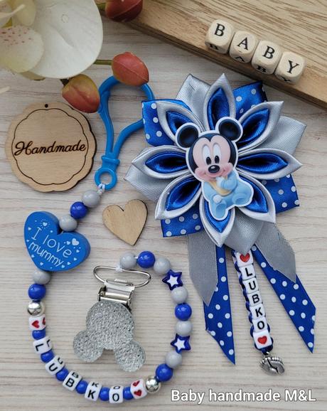 Šnúrka na cumlik a mašla na kočík disney,