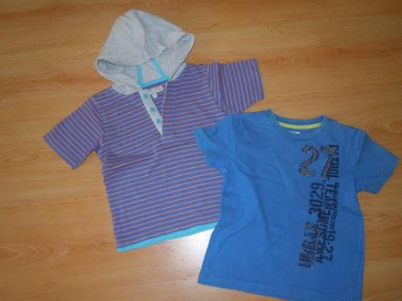 Tričko s kapuckou + modré tričko, marks & spencer,98