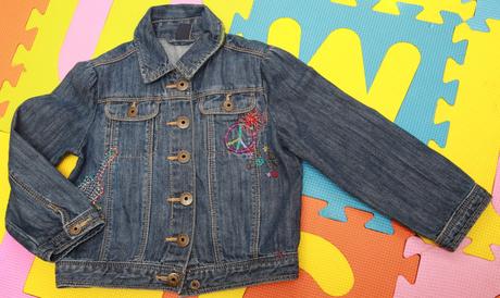 Riflová bundička s výšivkou peace, gap,104