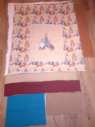 Dizajnová teplakovina, panel s vlkom, nepouzite,