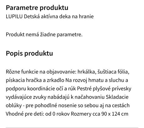 Aktivna hracia deka lupilu, 