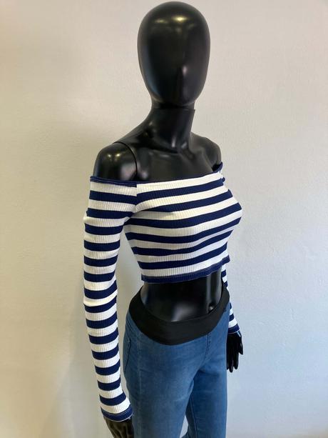 Dámske crop top tričko dlhý rukáv, s