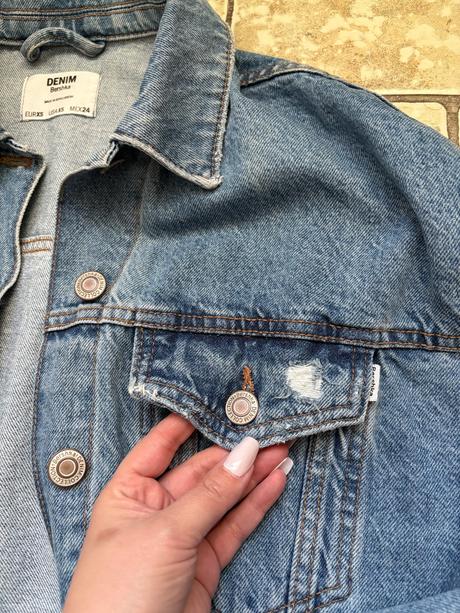 Oversized riflová bunda bershka, bershka,xs