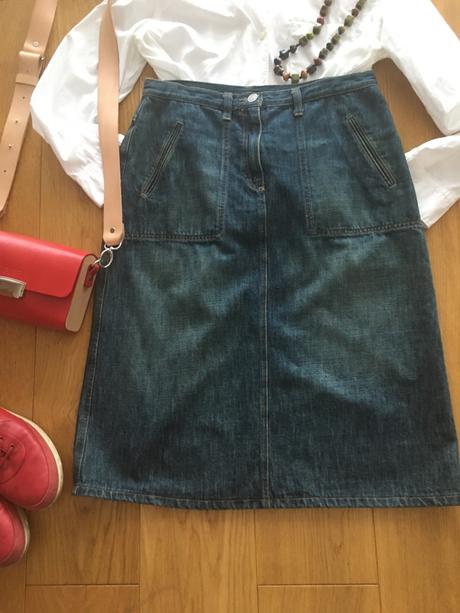 Rifľová sukňa benetton l 40, benetton,l