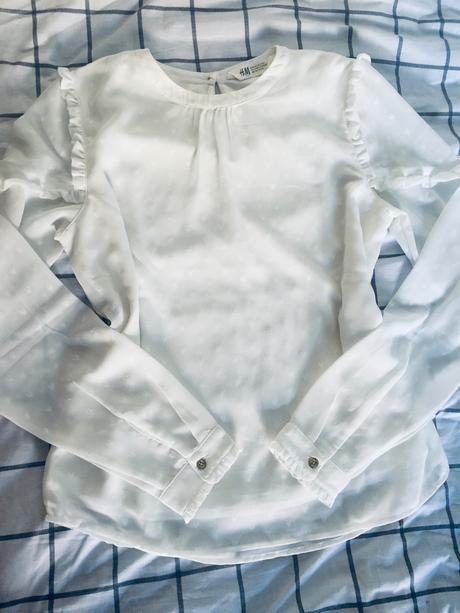 Biela blúzka s motívom srdiečok, h&m,xs