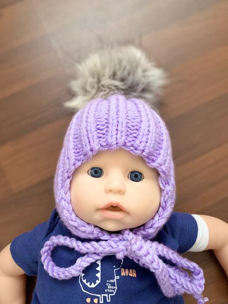 Svetlofialová teplá čiapka na zimu obvod 40 cm, 62 / 68 / 74 / 80