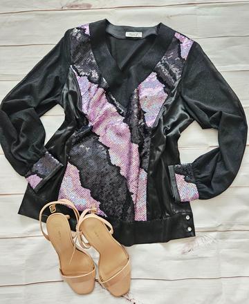 Pekná trblietková zaujímavá blúzka, l