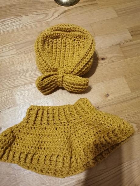 Detská háčkovana čiapka +nakrčnik nová suprava, <50