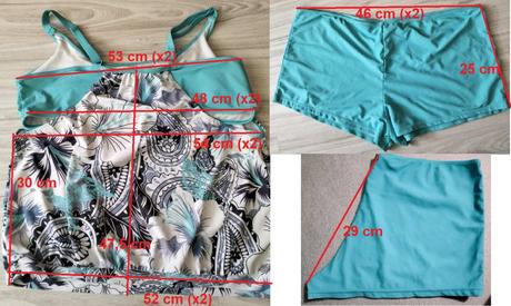 Tyrkysovo biele plavky/tankiny, v. 2xl, xxl