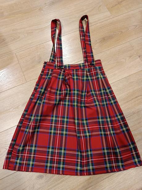 Káro vianočná sukňa na traky, veľ. s-m, m