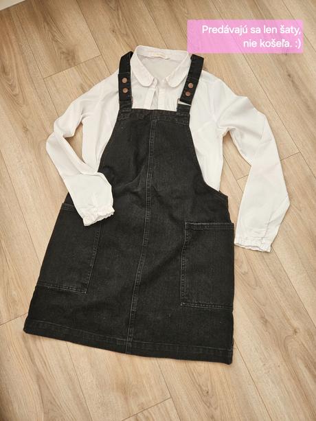 Jeansové čierne šaty (bez košele), f&f, veľ. 38, f&f,38