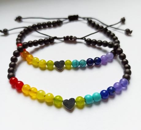 Náramky vo farbách dúhy z prírodných kameňov, 