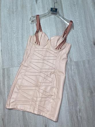 Koženkové šaty, bershka,m