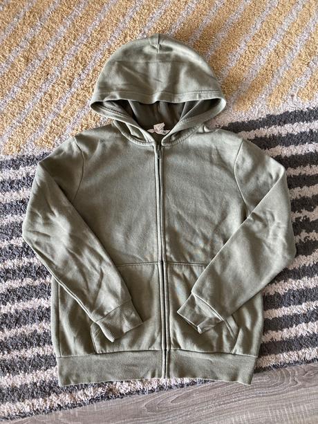 Olivová mikina 134/140, h&m,134