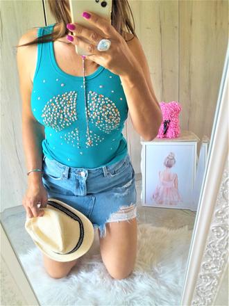 Tyrkys top s kamienkami-s/m, s