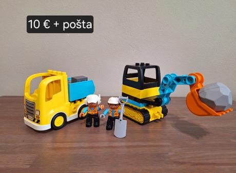 Lego duplo nákladiak a pásový bager + darček, 