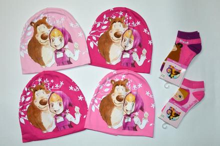 Detská bavlnená čiapočka máša a medveď, 74 - 158