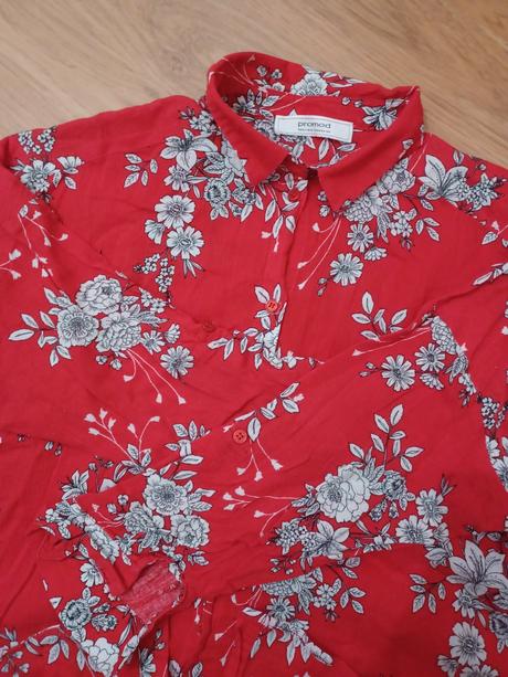 Červená kvetovaná košeľa, promod,m