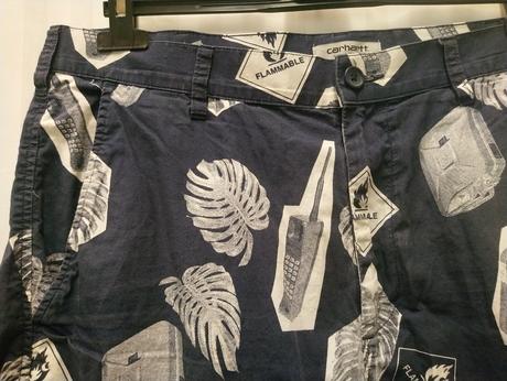 Pánske modro sivé kraťasy so vzorom, carhartt, l, l