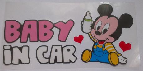 Nálepka na auto dieťa v aute (baby in car) mickey, 