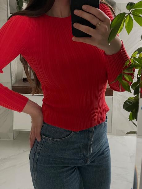 Hm červený sveter, h&m,xs