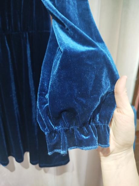 Modré zamatové šaty l, l