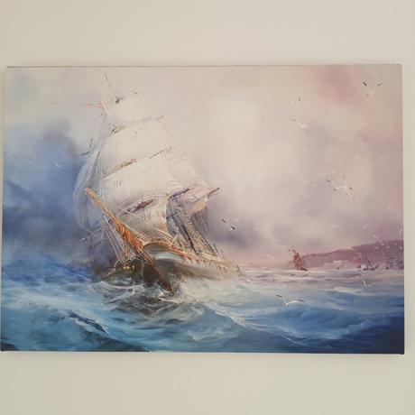 Obraz plachetnica na rozbúrenom mori, 