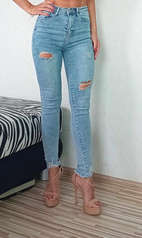 Nové dámske svetlé rifle s vysokým pásom - 25/xs, xs