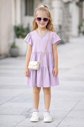 Dievčenské levanduľové bavlnené šaty, 92 / 98 / 104 / 110 / 122