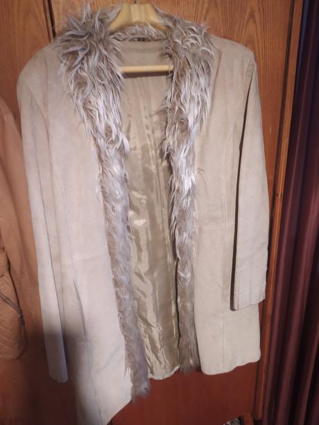 Kabát kožený s kožušinou dámsky, <50