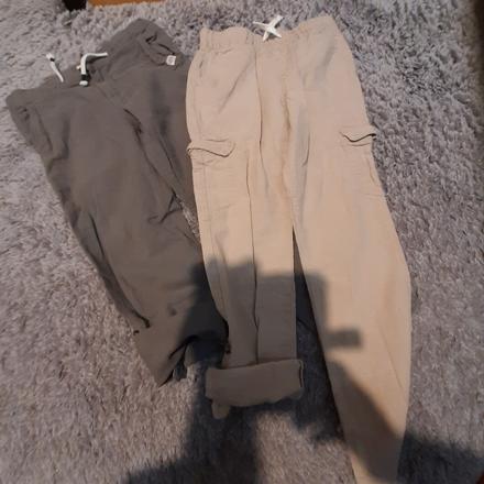 2 ks 134 letné ľanové nohavice 2v1 rollup, 122–134