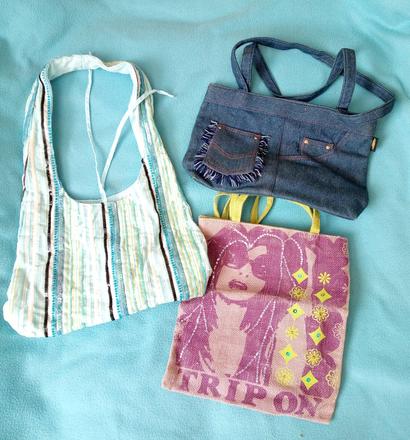 Tri látkové kabelky,