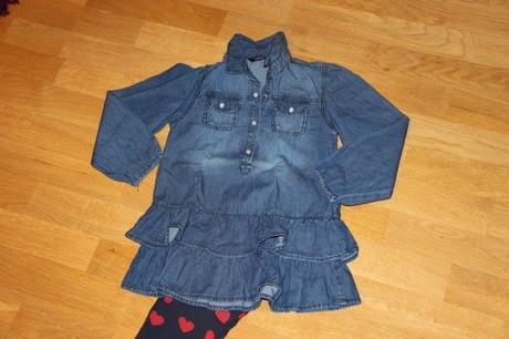 Komplet - riflové šatičky + legínky, 110