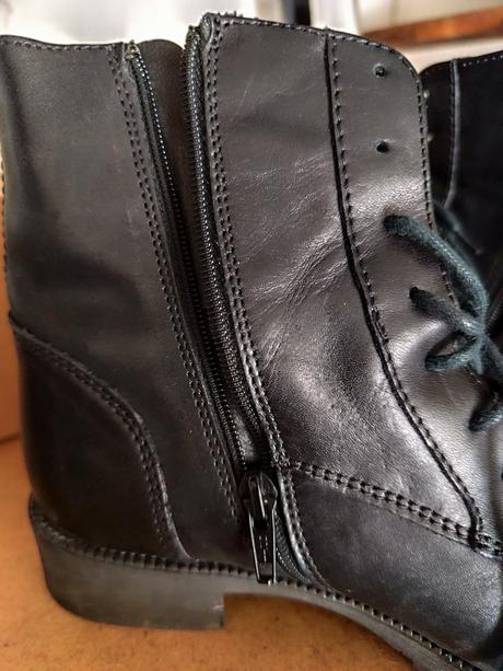 Poltopánky na šnúrky a zips z pravej kože, deichmann,37