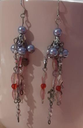 Fialovo ruzove nausnice, 