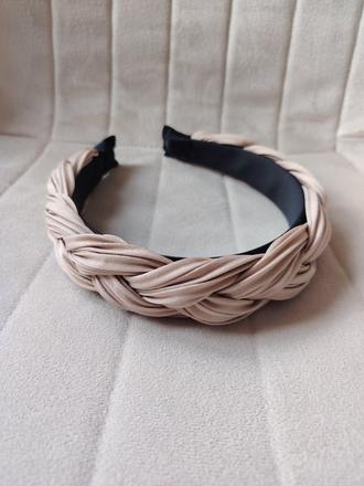 Štýlová béžová prepletená čelenka do vlasov, 