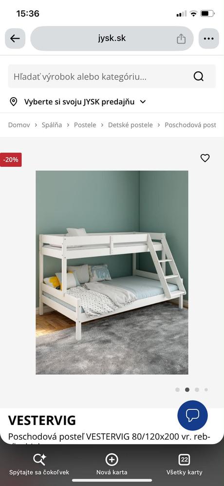 Predám poschodovú posteľ, šírka (cm): 120,dĺžka (cm): 200