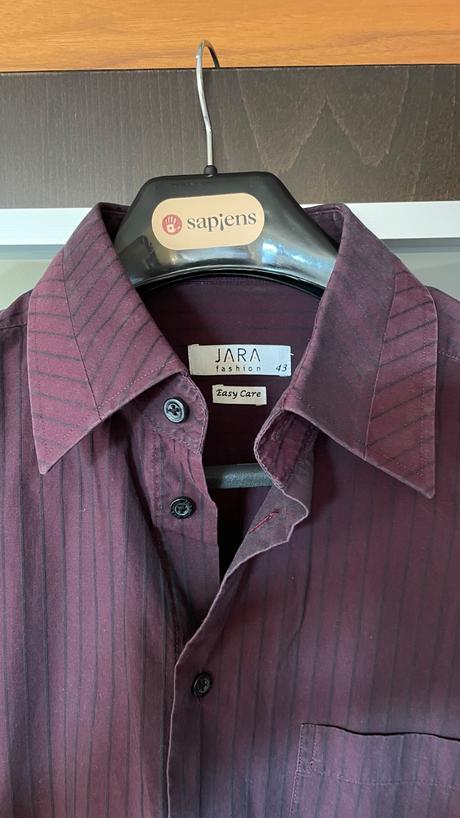 Jara fialová/bordová košeľa s čiernym pásikom xl, 43